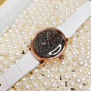  Shop Authentic Swarovski Crystalline Hours Quartz Grey Dial Black Leather Strap Watch for Women - 5344635 - Luxxuri