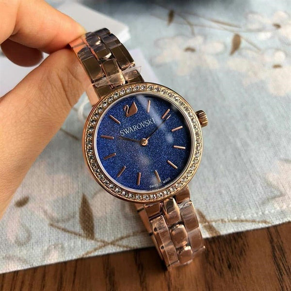  Shop Authentic Swarovski Daytime Glittering Blue Dial Rose Gold Steel Strap Watch for Women - 5182277 - Luxxuri