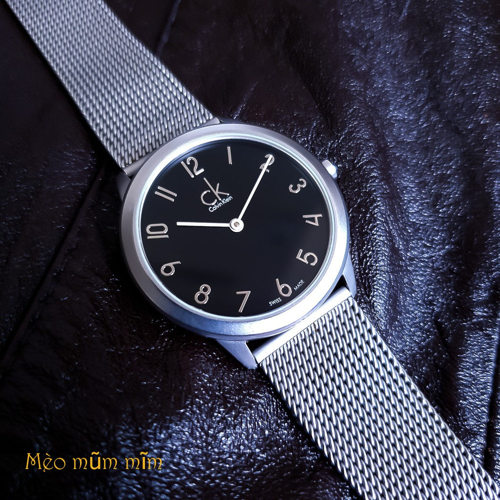  Shop Authentic Calvin Klein Minimal Black Dial Silver Mesh Bracelet Watch for Men - K3M51151 - Luxxuri