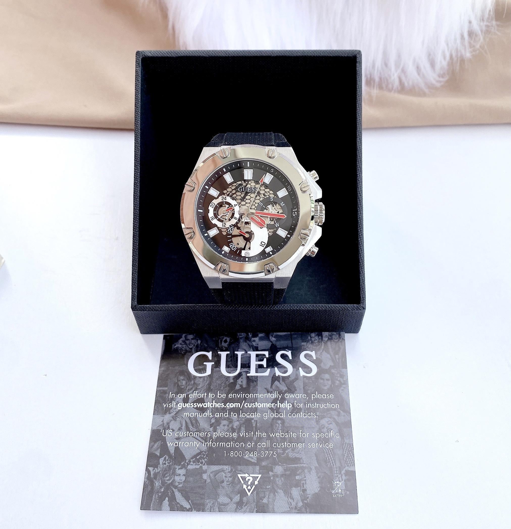  Shop Authentic Guess Third Grear Multi Function Black Dial Black Rubber Strap Watch for Men- GW0334G1 - Luxxuri