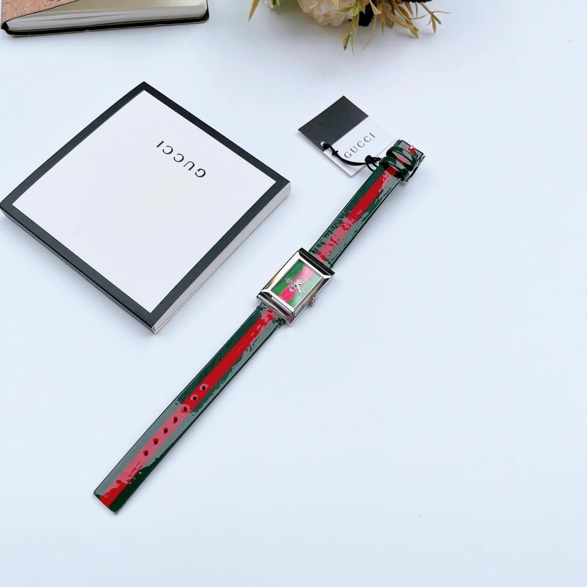 Shop Authentic Gucci G Frame Quartz Green & Red Mother of Pearl Dial Multicolor Leather Strap Watch For Women - YA147408 - Luxxuri