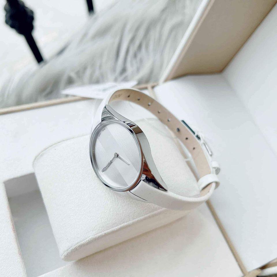  Shop Authentic Calvin Klein Rebel White Dial White Leather Strap Watch for Women - K8P231L6 - Luxxuri