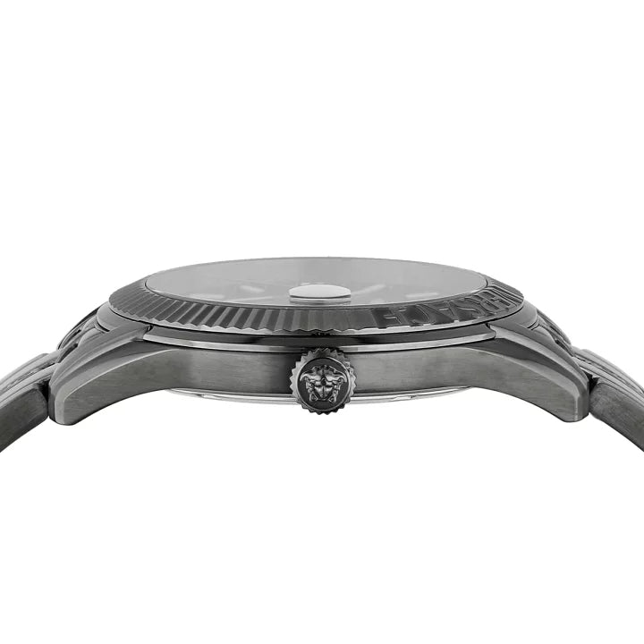 Shop Authentic Versace Greca Time Quartz Black Dial Grey Steel Strap Watch for Men  - VE3K00622 - Luxxuri