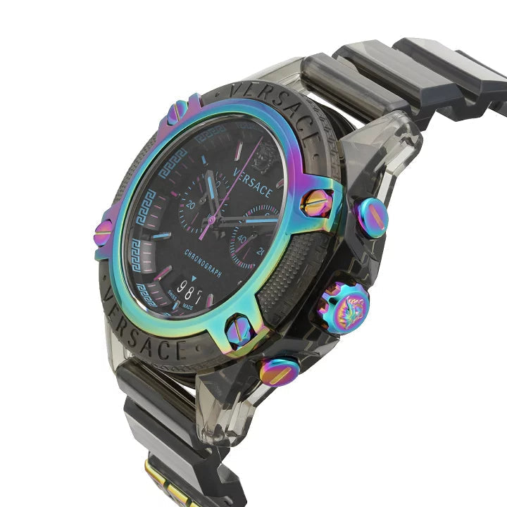  Shop Authentic Versace Icon Active Chronograph Quartz Black Dial Black Steel Strap Watch For Men - VEZ701022 - Luxxuri