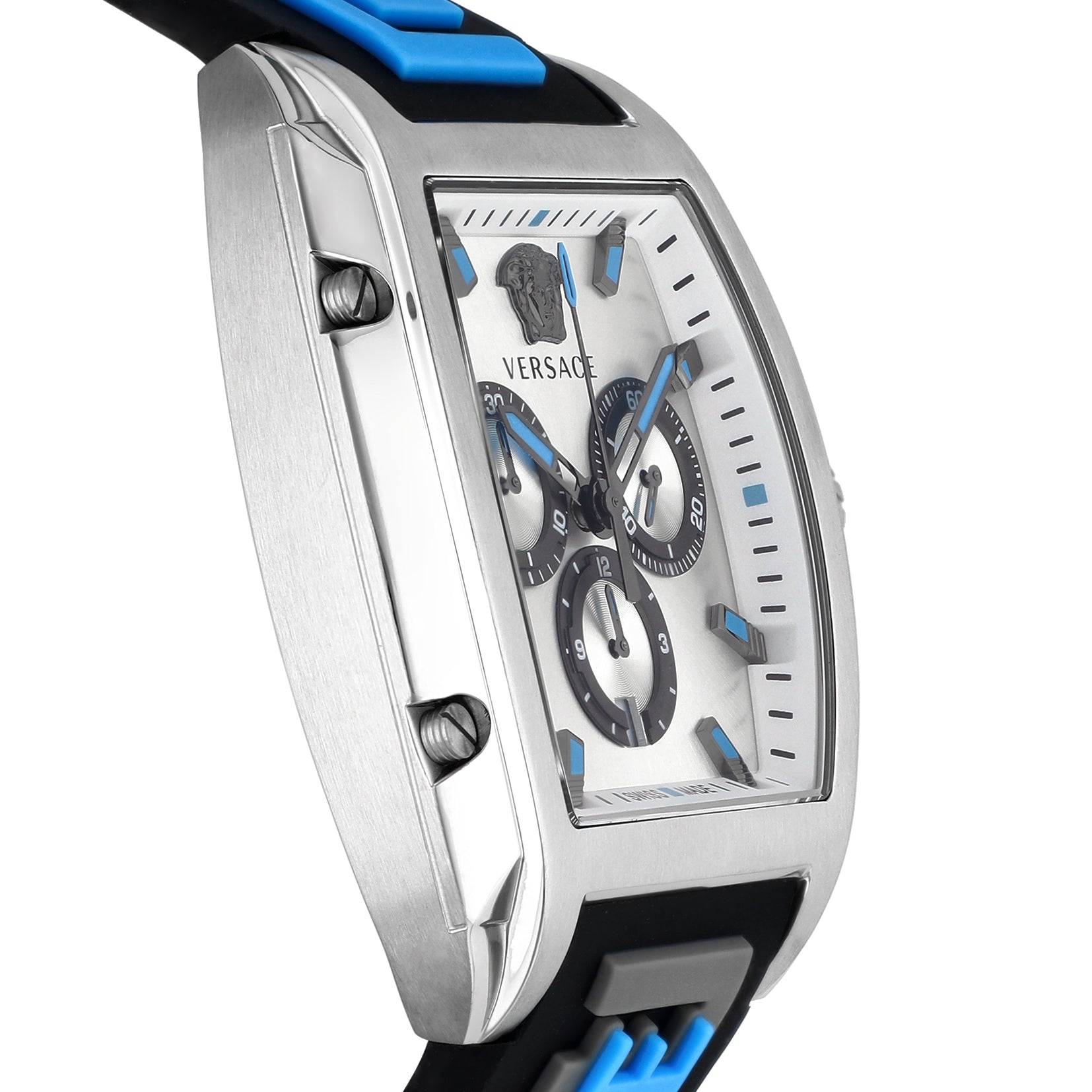  Shop Authentic Versace Dominus Chronograph Silver Dial Black Rubber Strap Watch For Men - VE6H00123 - Luxxuri