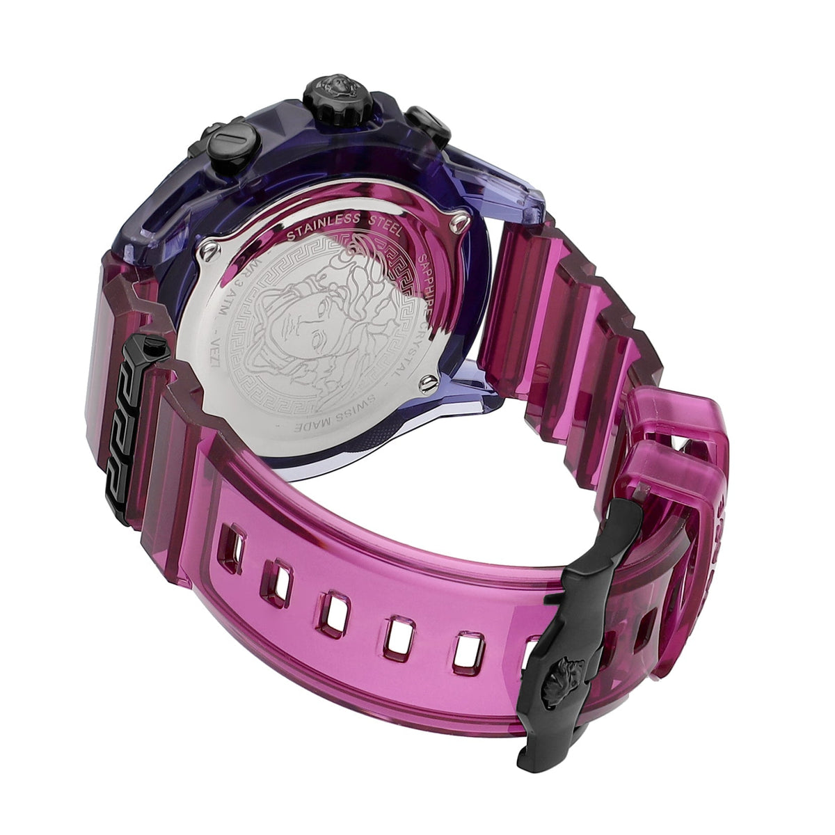  Shop Authentic Versace Icon Active Chronograph Black Dial Purple Rubber Strap Watch For Men - VEZ701423 - Luxxuri