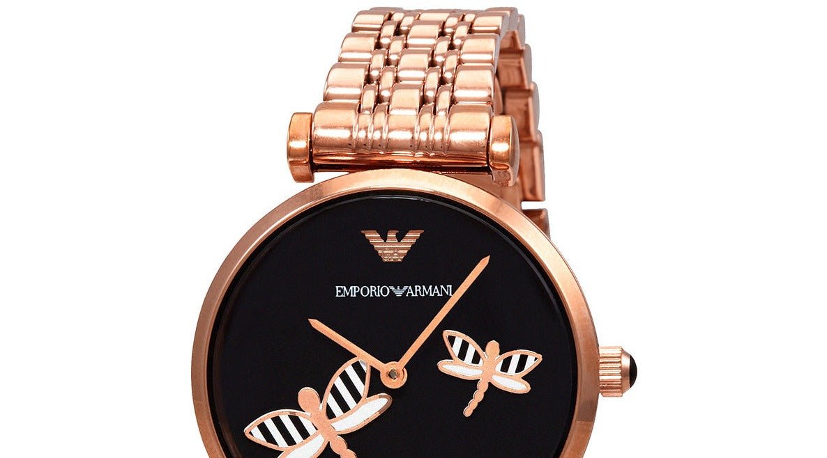  Shop Authentic Emporio Armani Gianni T Bar Black Dial Rose Gold Steel Strap Watch For Women - AR11206 - Luxxuri