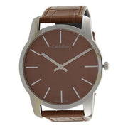  Shop Authentic Calvin Klein City Brown Dial Brown Leather Strap Watch for Men - K2G211GK - Luxxuri