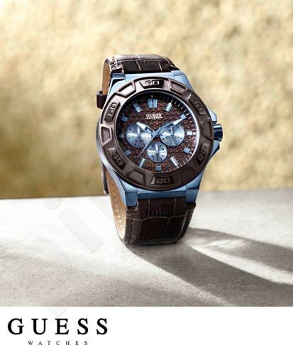  Shop Authentic Guess Force Quartz Brown Dial Brown Leather Strap Watch For Men - W0674G5 - Luxxuri
