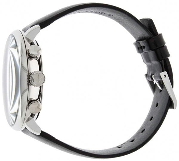  Shop Authentic Calvin Klein High Noon Chronograph Black Dial Black Leather Strap Watch for Men - K8M271C1 - Luxxuri