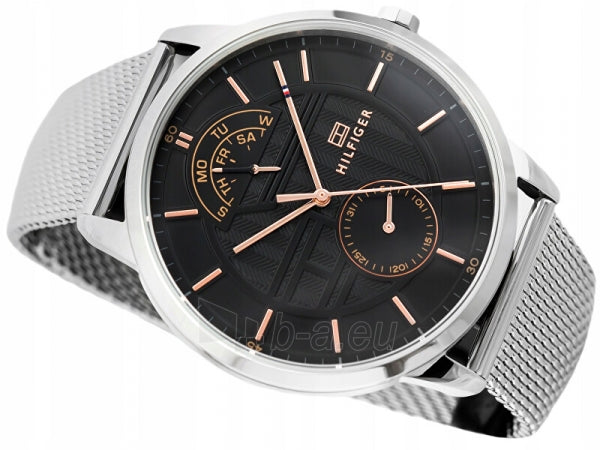  Shop Authentic Tommy Hilfiger Hunter Quartz Black Dial Silver Steel Strap Watch for Men - 1791610 - Luxxuri