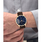  Shop Authentic Tommy Hilfiger Baker Chronograph Blue Dial Brown Leather Strap Watch For Men - 1710453 - Luxxuri