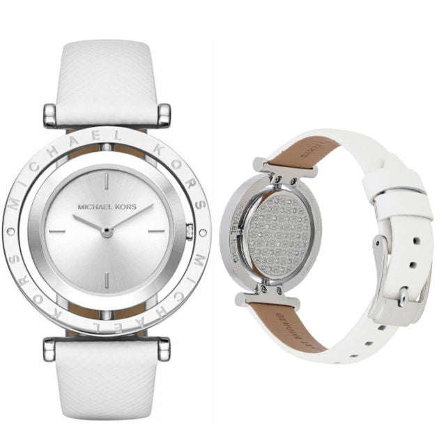  Shop Authentic Michael Kors Averi Silver Dial White Leather Strap Watch for Women - MK2524 - Luxxuri