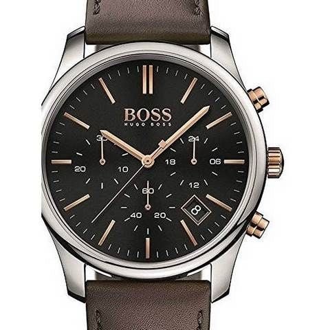  Shop Authentic Hugo Boss Time One Black Dial Brown Leather Strap Watch for Men - 1513448 - Luxxuri