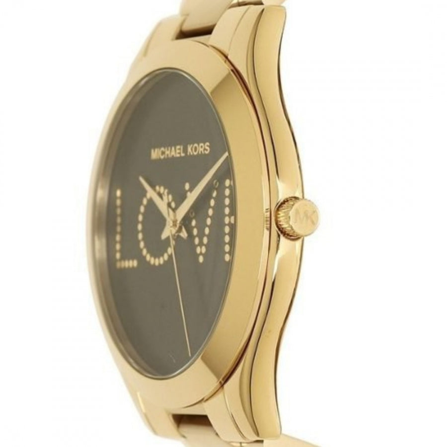  Shop Authentic Michael Kors Slim Runway Black Dial Gold Steel Strap Watch for Women - MK3803 - Luxxuri