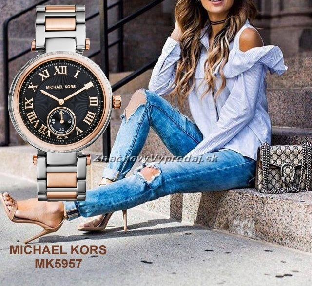  Shop Authentic Michael Kors Skylar Black Dial Two Tone Steel Strap Watch for Women - MK5957 - Luxxuri