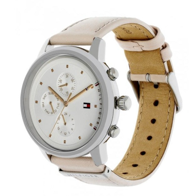 Shop Authentic Tommy Hilfiger Blake Chronograph Silver Dial Pink Leather Strap Watch For Women - 1781906 - Luxxuri