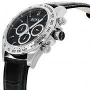  Shop Authentic Hugo Boss Ikon Black Dial Black Leather Strap Watch for Men - 1513178 - Luxxuri