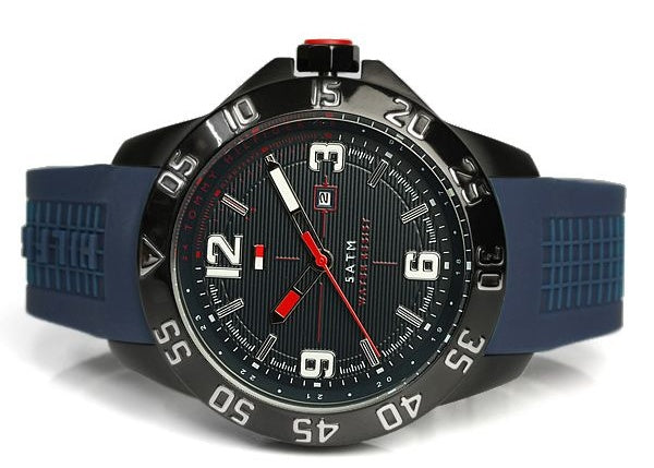  Shop Authentic Tommy Hilfiger Cole Black Dial Blue Rubber Strap Watch for Men - 1790984 - Luxxuri