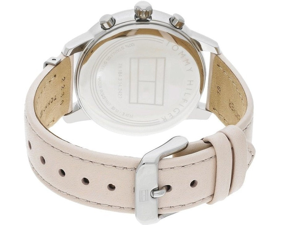  Shop Authentic Tommy Hilfiger Blake Chronograph Silver Dial Pink Leather Strap Watch For Women - 1781906 - Luxxuri