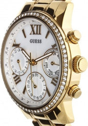 Shop Authentic Guess Mini Sunrise Diamonds Silver Dial Gold Steel Strap Watch for Women - W0623L3 - Luxxuri