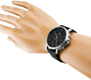  Shop Authentic Tommy Hilfiger Daniel Black Dial Black Leather Strap Watch for Men - 1710381 - Luxxuri