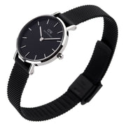  Shop Authentic Daniel Wellington Petite Ashfield Black Dial Black Mesh Strap Watch For Women - DW00100246 - Luxxuri