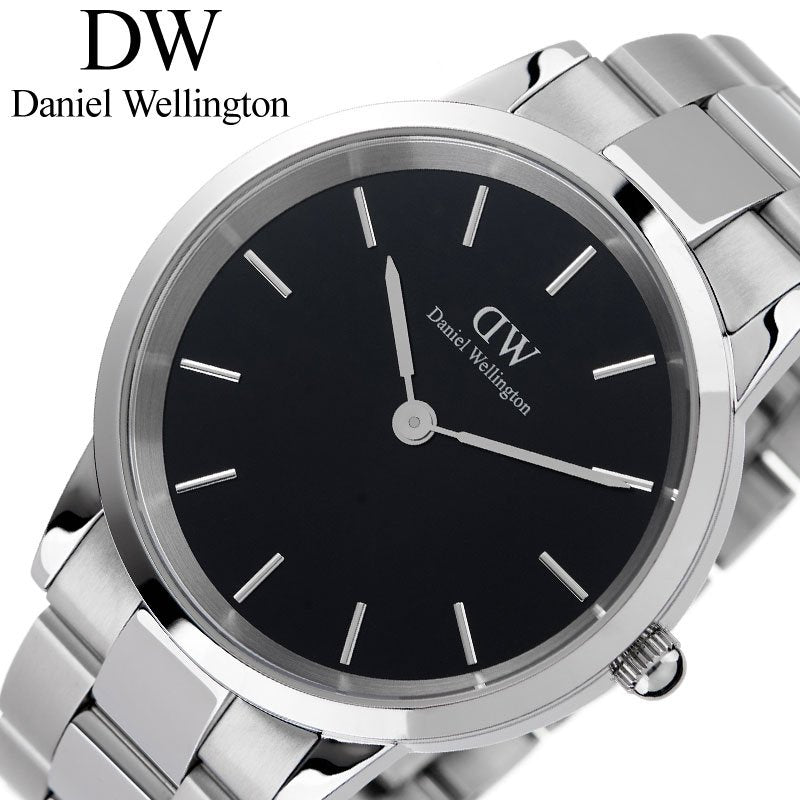  Shop Authentic Daniel Wellington Iconic Link Black Dial Silver Steel Strap Watch For Women - DW00100342 - Luxxuri