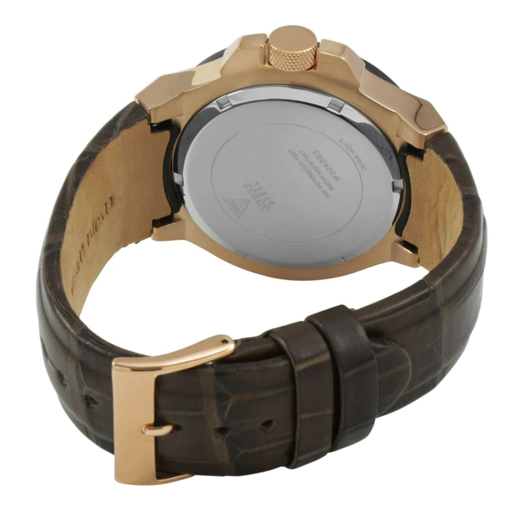  Shop Authentic Guess Rigor Analog Brown Dial Brown Leather Strap Watch For Men - W0040G3 - Luxxuri