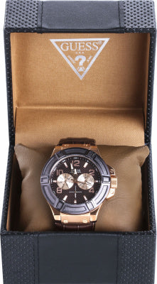 Shop Authentic Guess Rigor Analog Brown Dial Brown Leather Strap Watch For Men - W0040G3 - Luxxuri