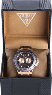  Shop Authentic Guess Rigor Analog Brown Dial Brown Leather Strap Watch For Men - W0040G3 - Luxxuri