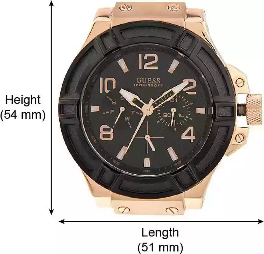  Shop Authentic Guess Rigor Analog Black Dial Black Leather Strap Watch For Men - W0040G5 - Luxxuri