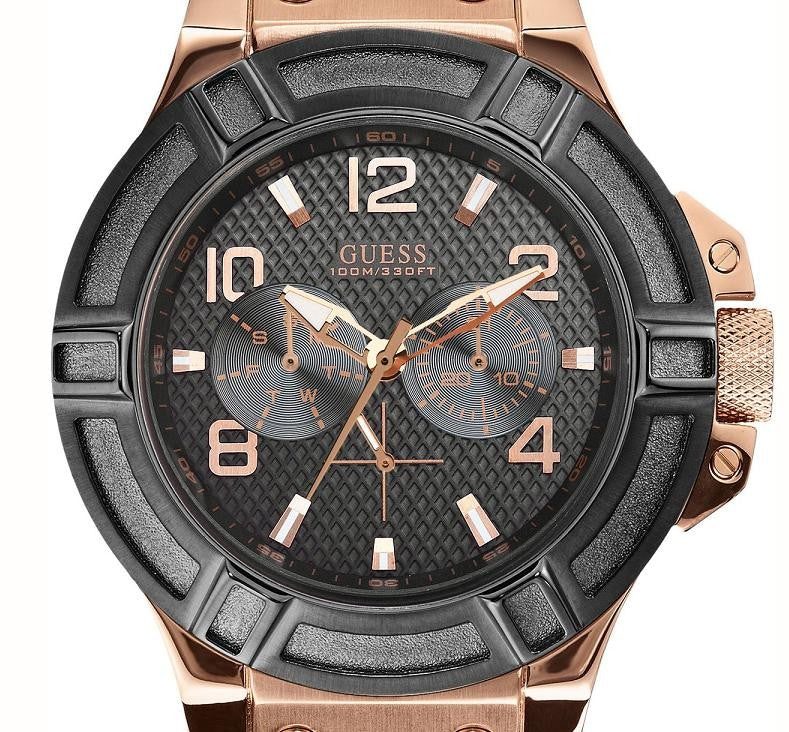  Shop Authentic Guess Rigor Analog Black Dial Black Leather Strap Watch For Men - W0040G5 - Luxxuri