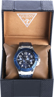  Shop Authentic Guess Rigor Multifunction Chronograph Blue Dial Blue Leather Strap Watch For Men - W0040G7 - Luxxuri