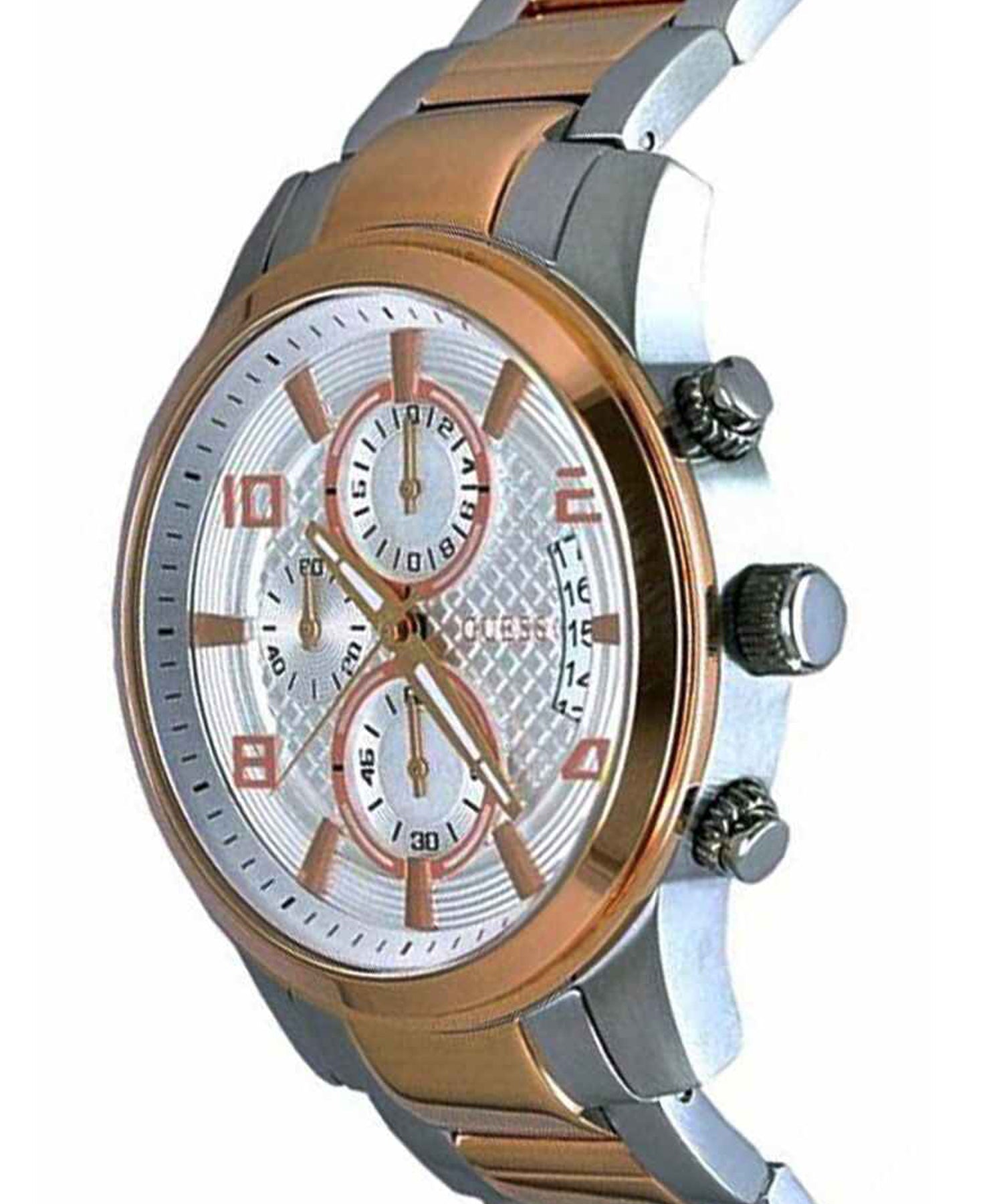  Shop Authentic Guess Exec Chronograph White Dial Two Tone Steel Strap Watch for Men - W0075G2 - Luxxuri