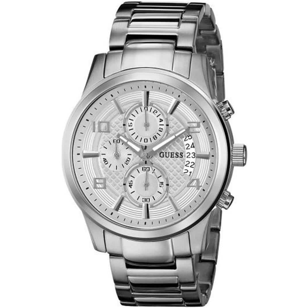  Shop Authentic Guess Exec Quartz Silver Dial Silver Steel Strap Watch for Men - W0075G3 - Luxxuri