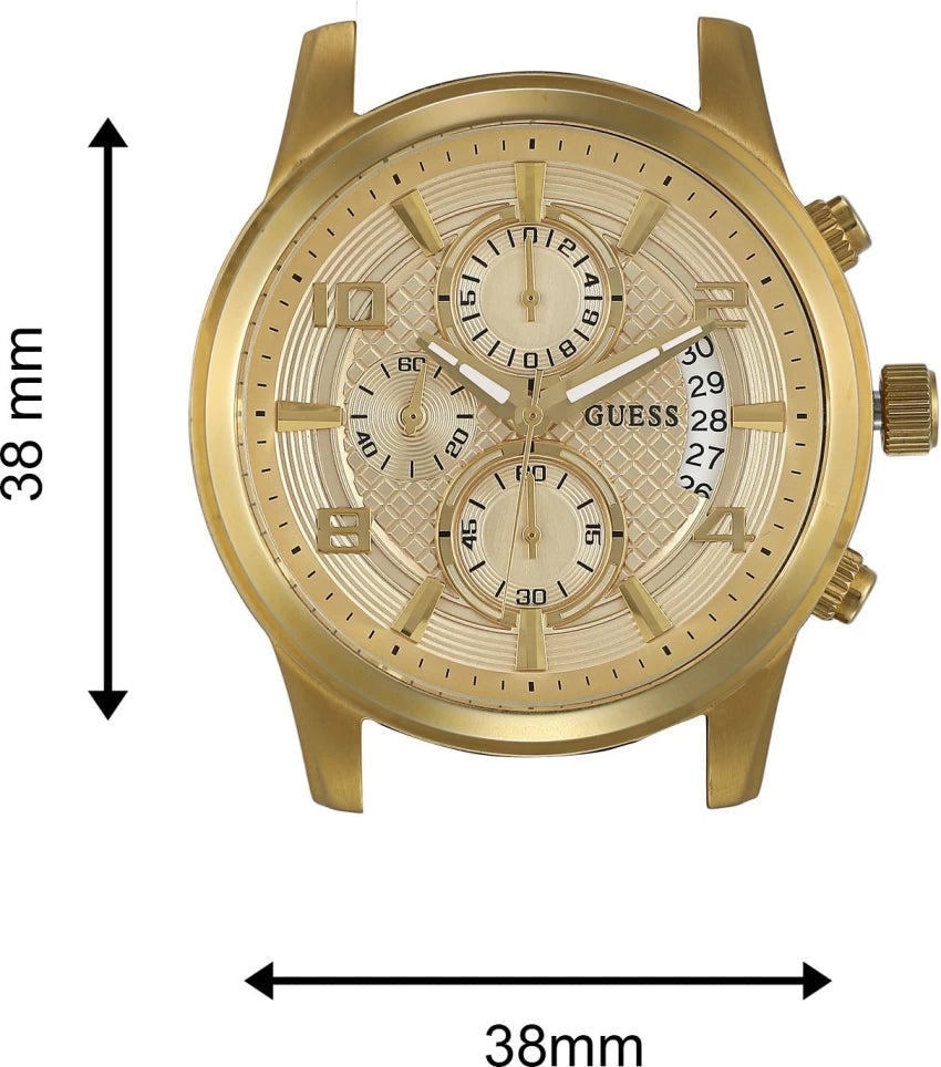  Shop Authentic Guess Analog Chronograph Gold Dial Gold Steel Strap Watch for Men - W0075G5 - Luxxuri