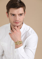  Shop Authentic Guess Analog Chronograph Gold Dial Gold Steel Strap Watch for Men - W0075G5 - Luxxuri