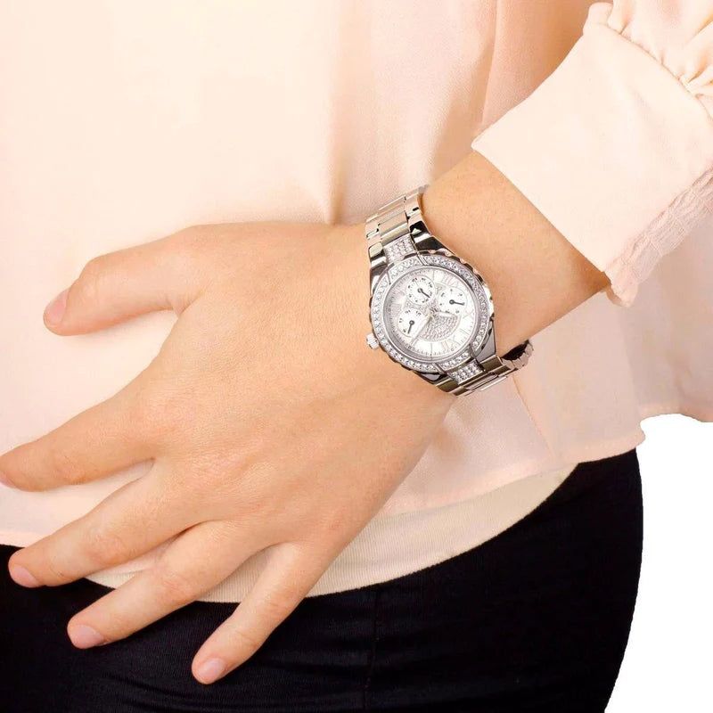  Shop Authentic Guess Viva Quartz Silver Dial Silver Steel Strap Watch For Women - W0111l1 - Luxxuri