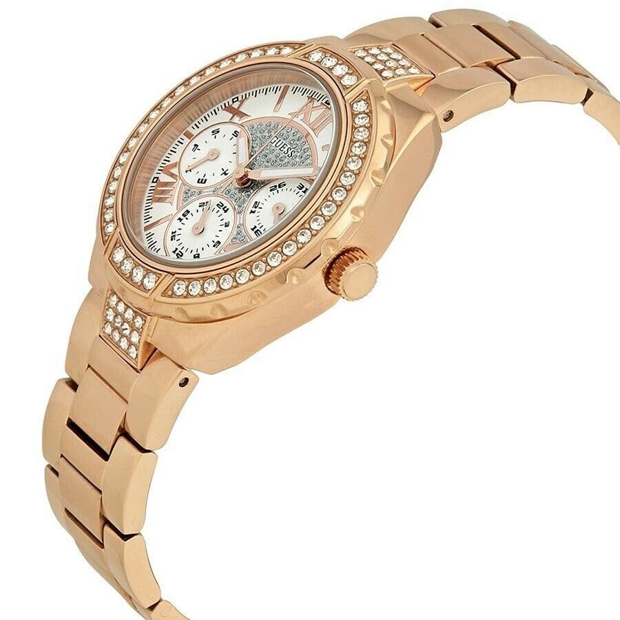  Shop Authentic Guess Viva Diamonds Gold Dial Gold Steel Strap Watch for Women - W0111L2 - Luxxuri