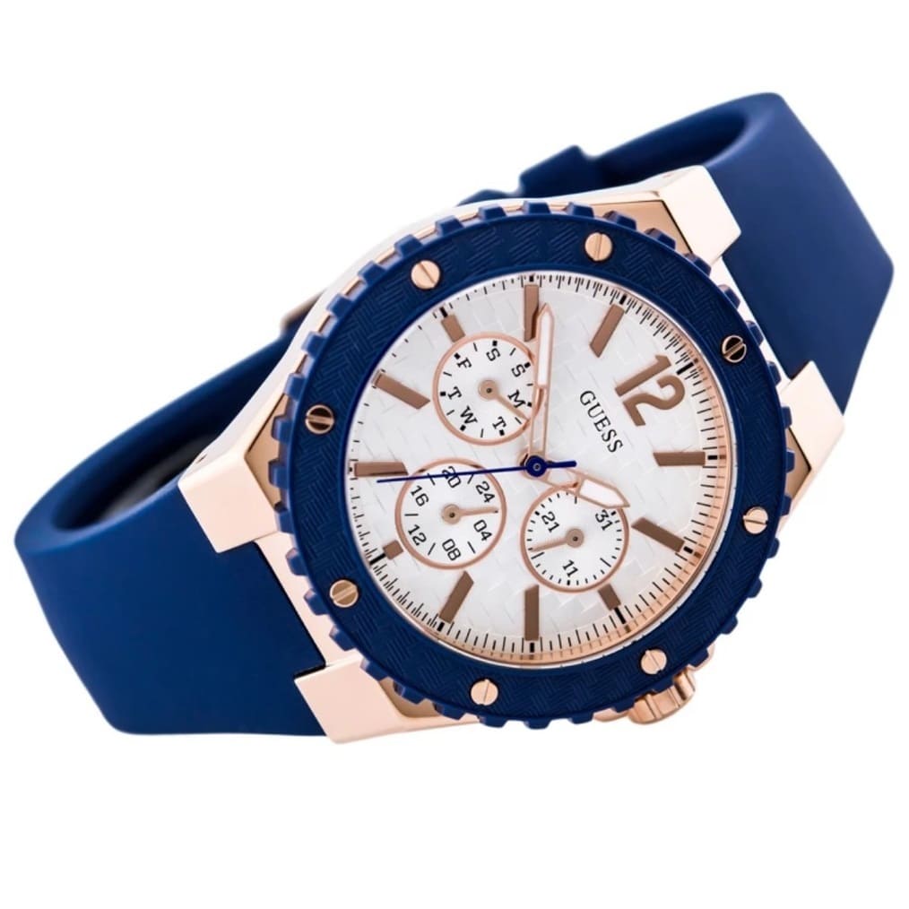  Shop Authentic Guess Overdrive White Dial Blue Rubber Strap Watch for Women - W0149L5 - Luxxuri