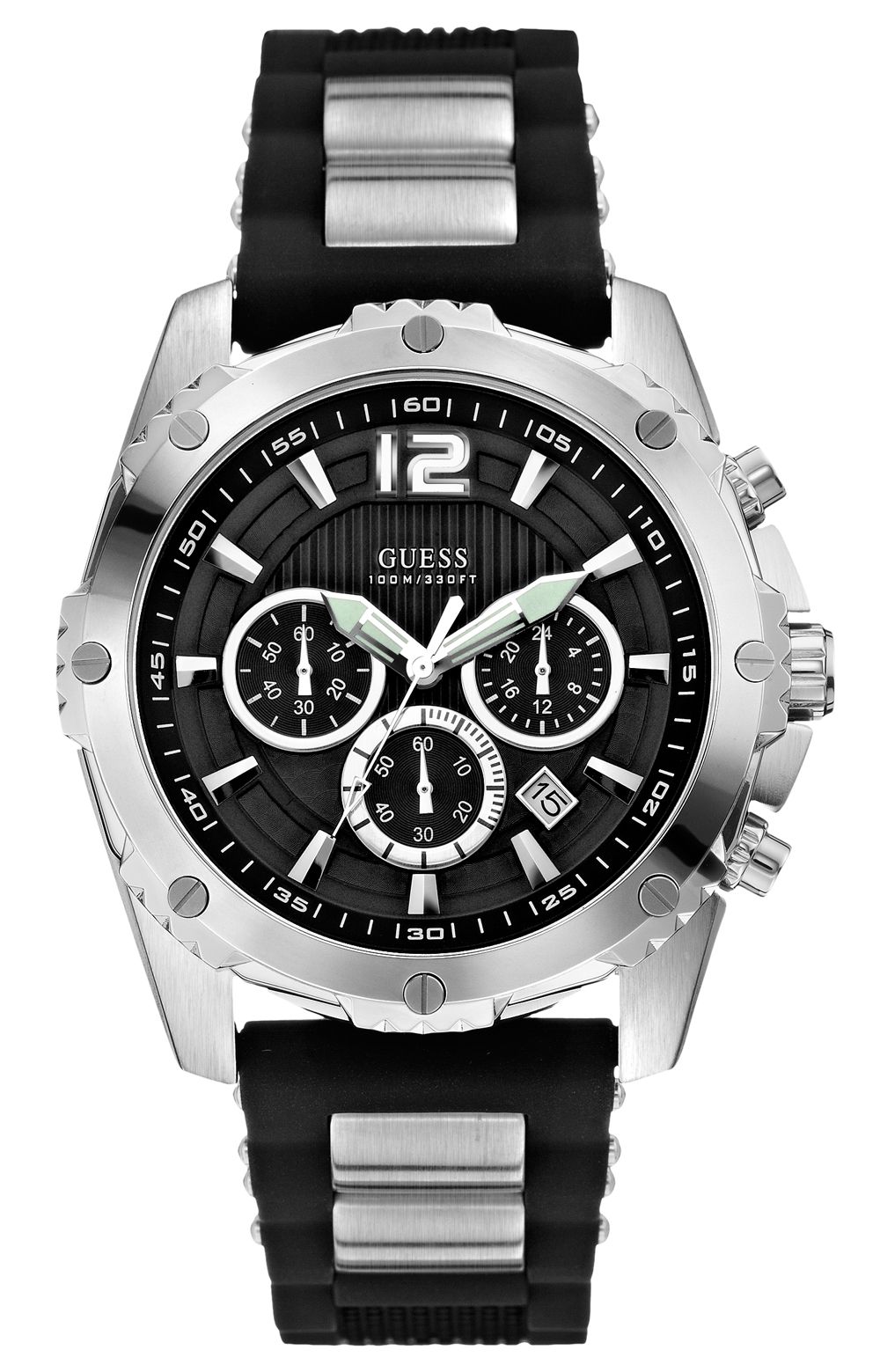  Shop Authentic Guess Intrepid Chronograph Black Dial Two Tone Steel Strap Watch for Men - W0167G1 - Luxxuri
