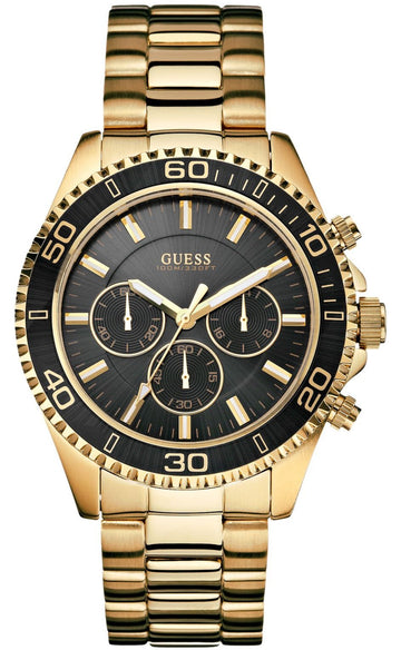  Shop Authentic Guess Chaser Chronograph Black Dial Gold Steel Strap Watch for Men - W0170G2 - Luxxuri