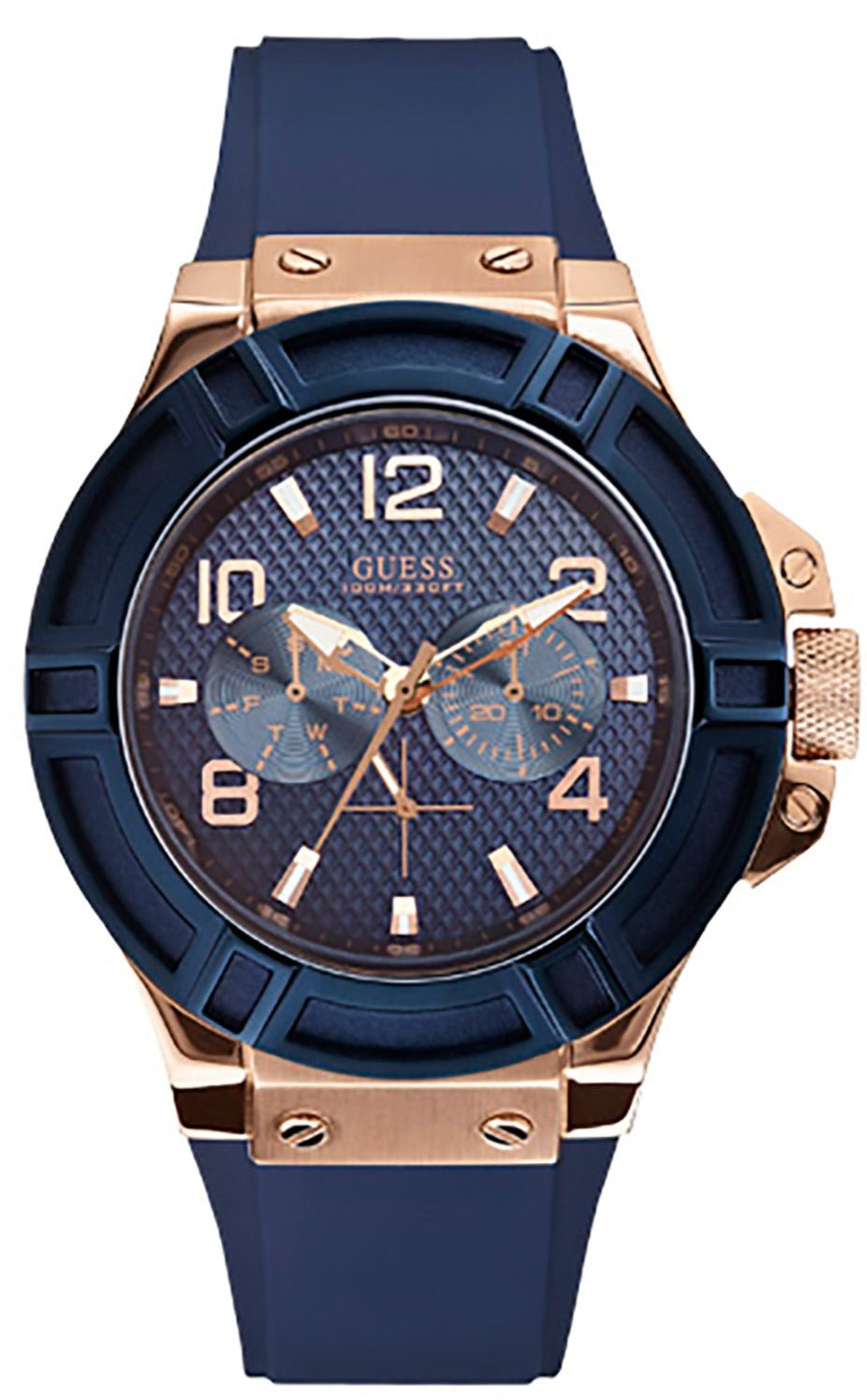  Shop Authentic Guess Rigor Blue Dial Blue Silicone Strap Watch For Men - W0247G3 - Luxxuri