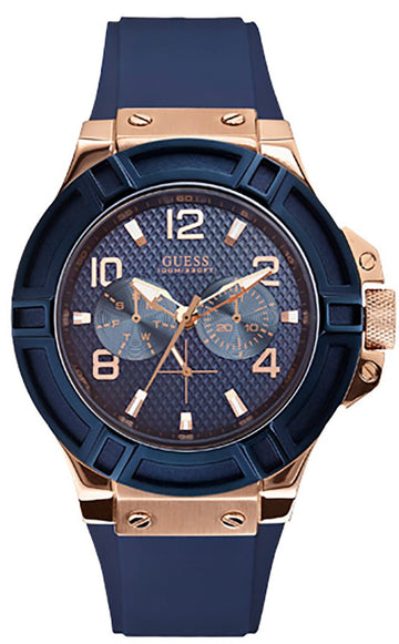 Shop Authentic Guess Rigor Blue Dial Blue Silicone Strap Watch For Men - W0247G3 - Luxxuri