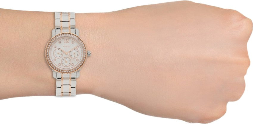  Shop Authentic Guess Enchanting Diamonds Silver Dial Two Tone Steel Strap Watch for Women - W0305L3 - Luxxuri