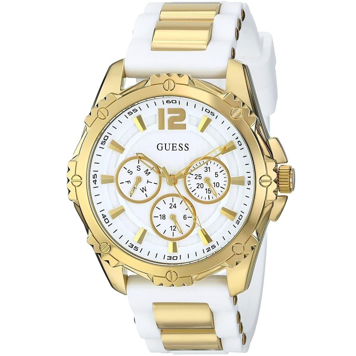  Shop Authentic Guess Intrepid White Dial Two Tone Silicone Strap Watch For Women - W0325L2 - Luxxuri