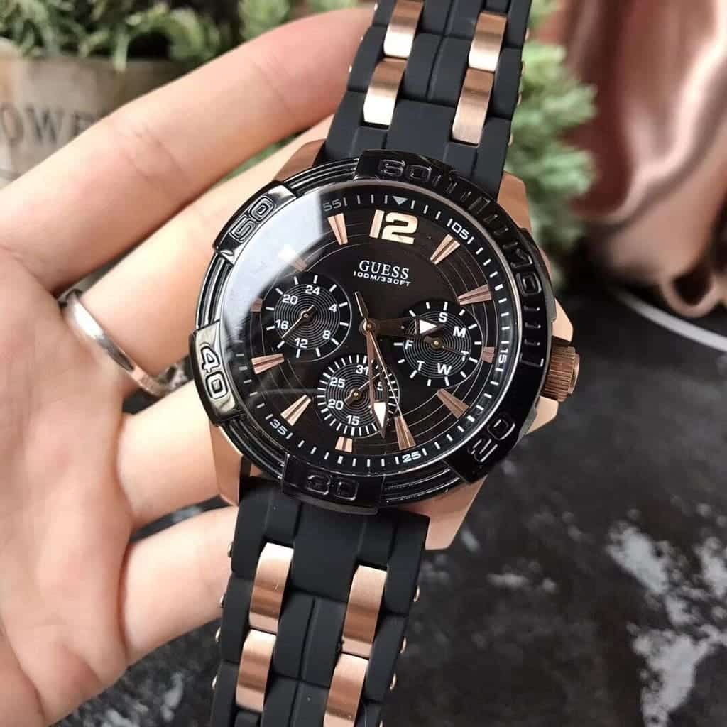  Shop Authentic Guess Oasis Black Dial Two Tone Steel Strap Watch for Men - W0366G3 - Luxxuri