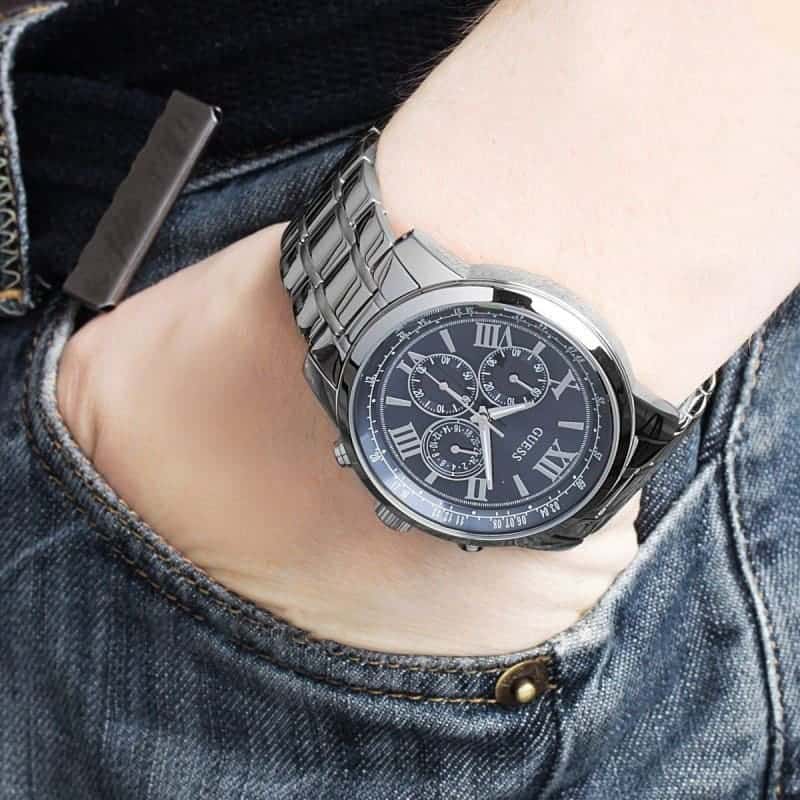  Shop Authentic Guess Horizon Chronograph Quartz Blue Dial Silver Steel Strap Watch for Men - W0379G3 - Luxxuri