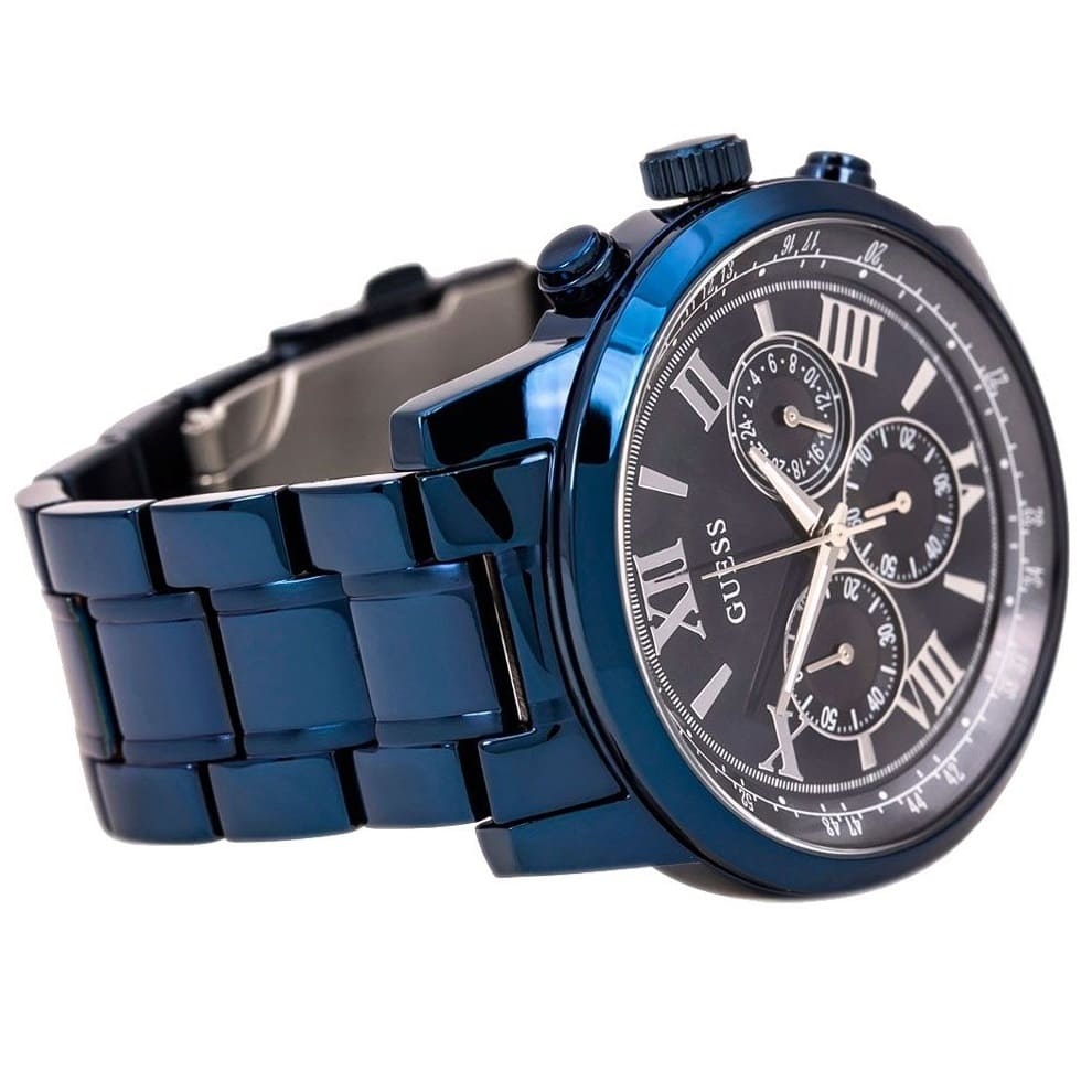  Shop Authentic Guess Horizon Chronograph Black Dial Blue Steel Strap Watch For Men - W0379G5 - Luxxuri